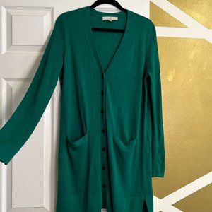 Ann Taylor Loft Green Button Cardigan